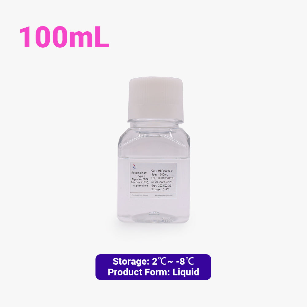 重組胰蛋白酶消化液 10X(含 EDTA,不含酚紅),100 mL