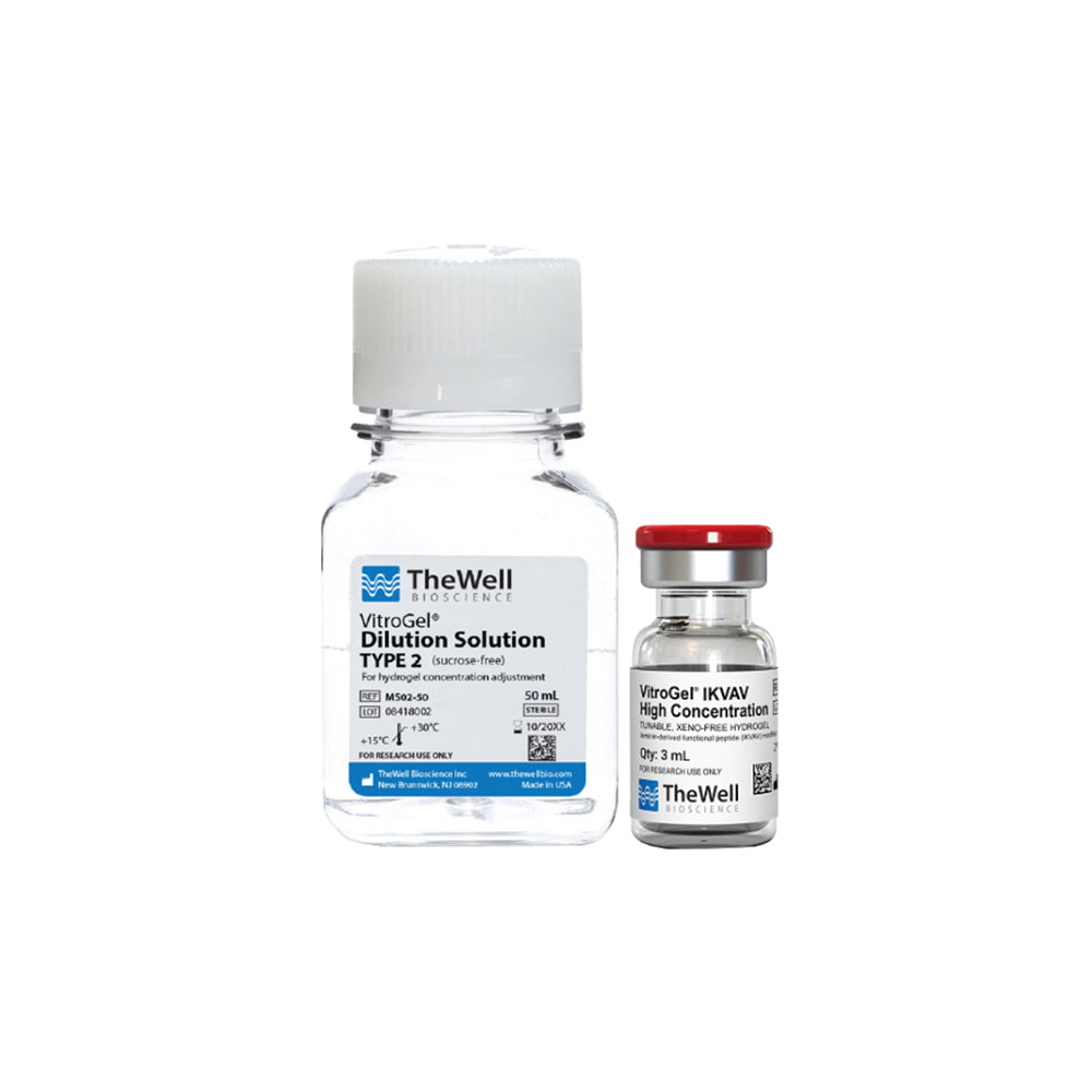 VitroGel® IKVAV 高濃度可調無異種水凝膠套裝,含無蔗糖稀釋液,適用於糖敏感細胞培養,3 毫升