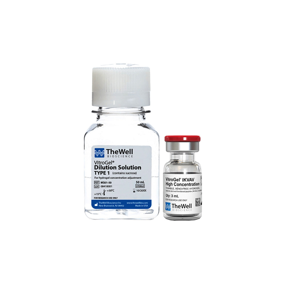 VitroGel® IKVAV 高濃度可調無異種水凝膠套裝,含蔗糖稀釋溶液,可達到最佳滲透壓,3 毫升