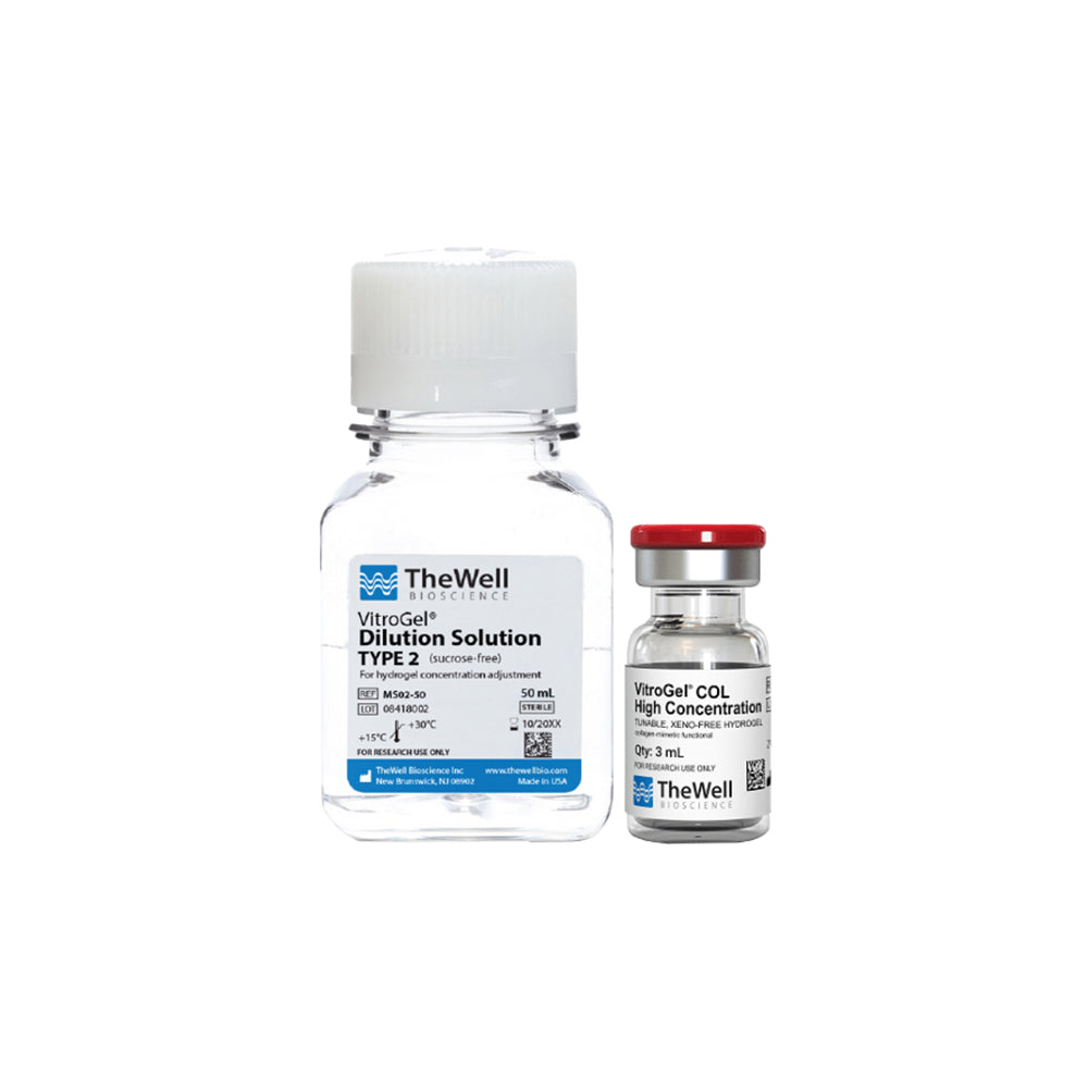 VitroGel® COL 高濃度可調無異種水凝膠套裝,含無蔗糖稀釋液,適用於糖敏感細胞培養,3 毫升