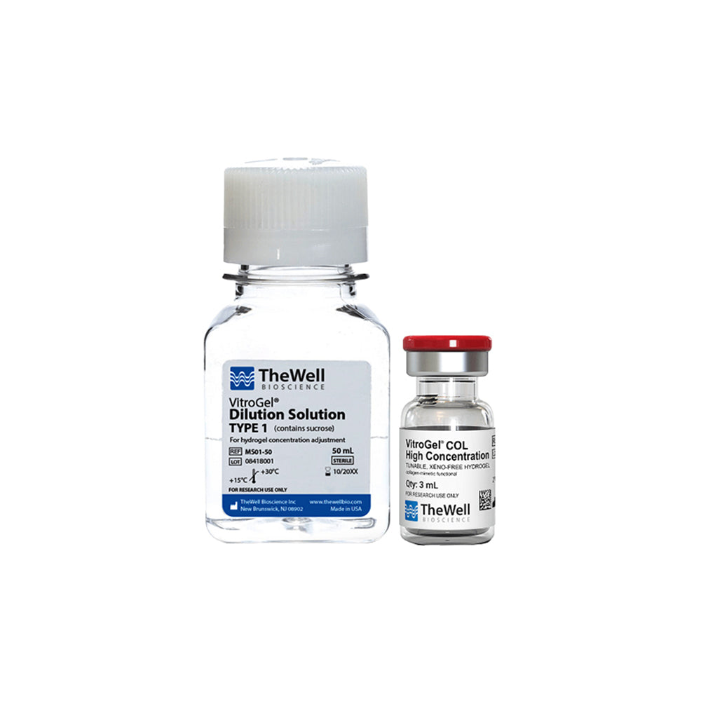 VitroGel® COL 高濃度可調無異種水凝膠套裝,含蔗糖稀釋溶液,可達到最佳滲透壓,3 mL