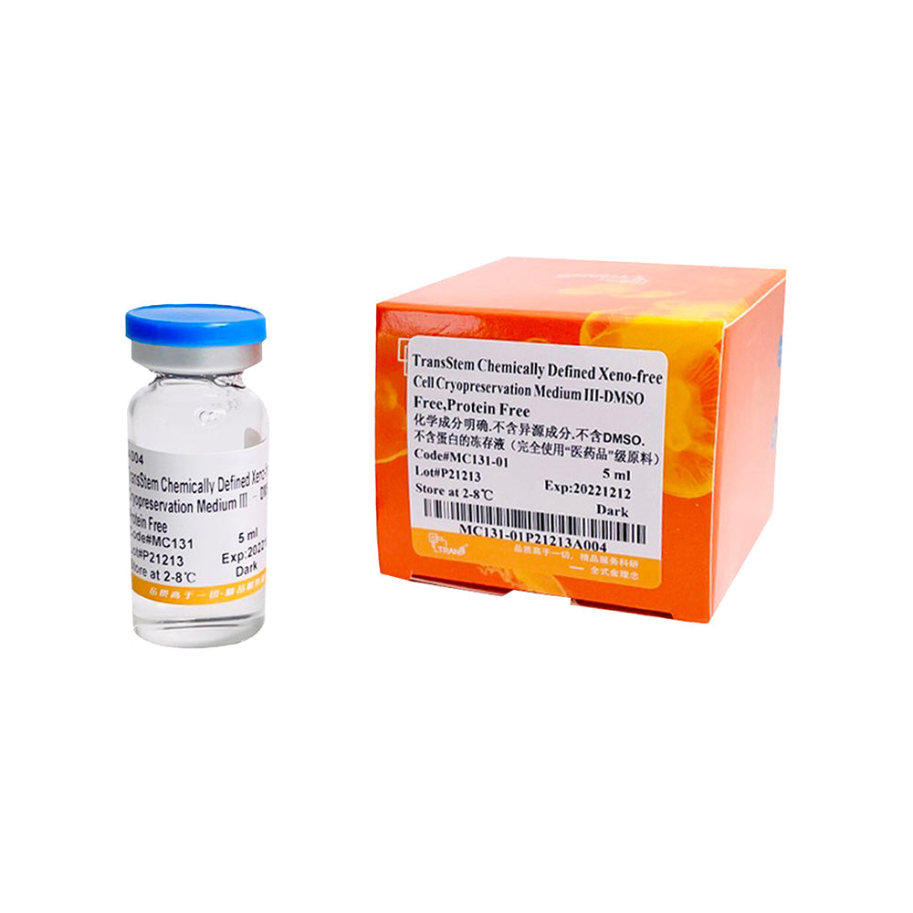 TransStem® 化學定義的無異種細胞冷凍保存培養基 III®aDMSO 自由,無蛋白質,5 毫升