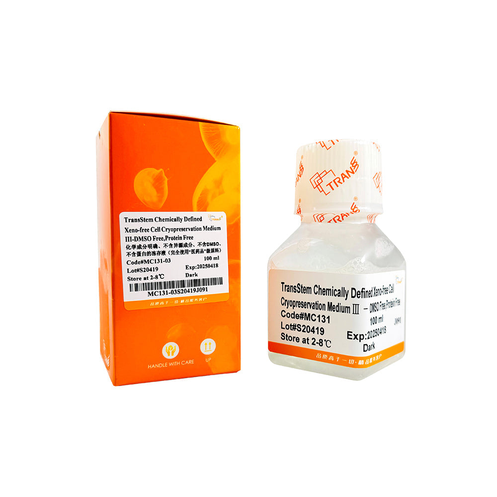 TransStem® 化學定義的無異種細胞冷凍保存培養基 III®aDMSO 自由,無蛋白質,100 毫升