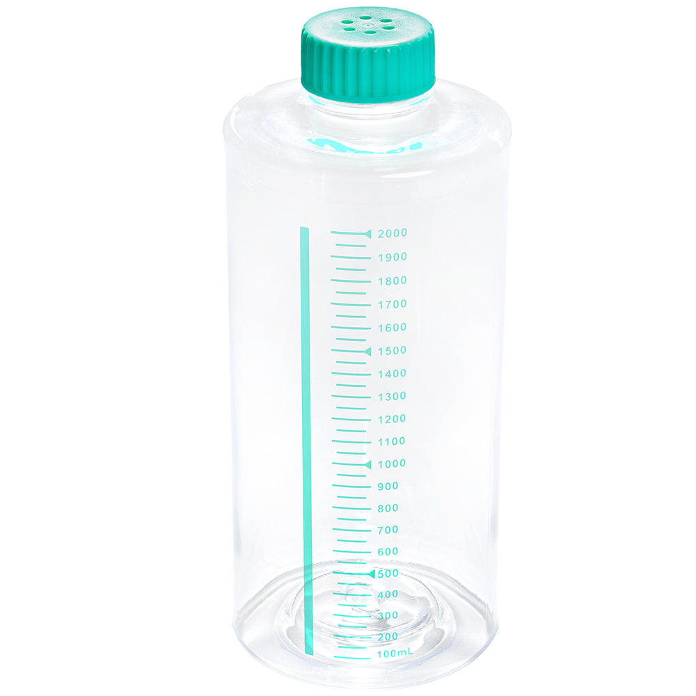 2000 mL Sterile Roller Bottles, Working Volume 180-260 mL, Surface Area 850 cm², TC-Treated, Vent Cap