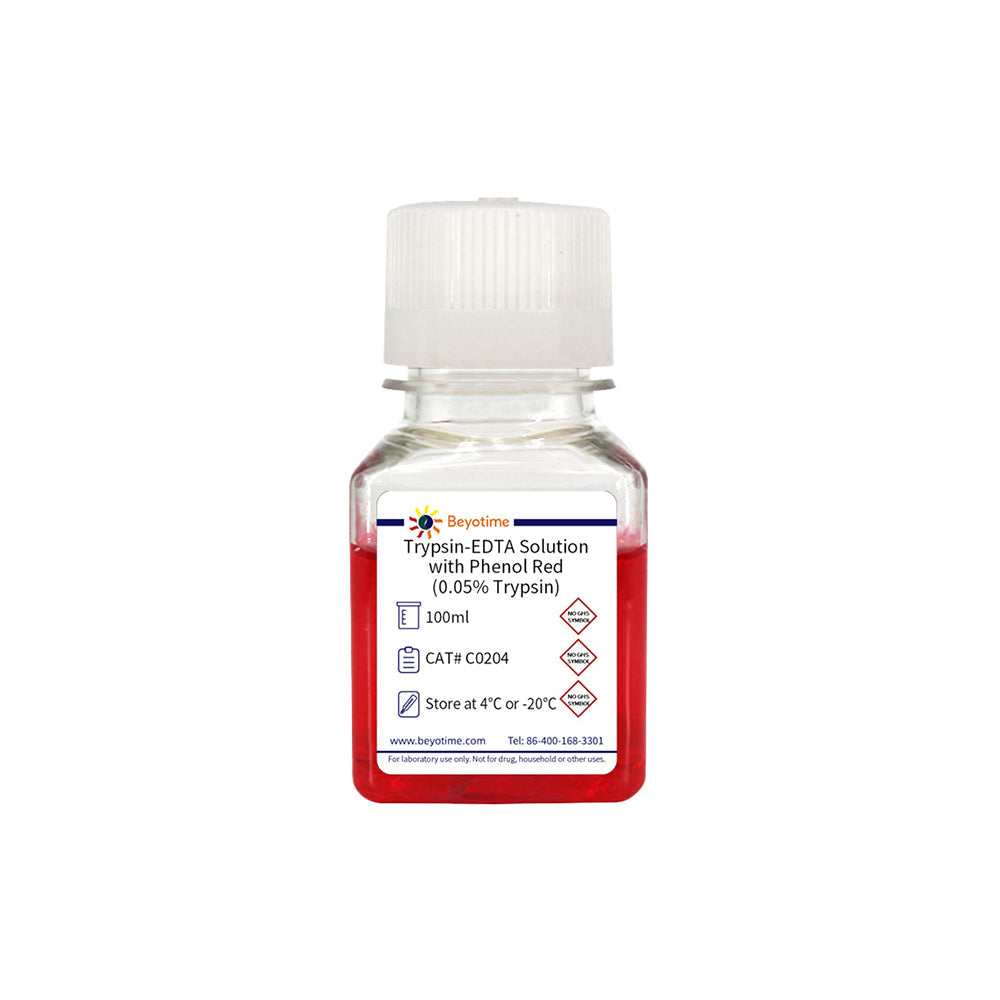 Trypsin-EDTA Solution with Phenol Red (0.05% trypsin) - 100 mL
