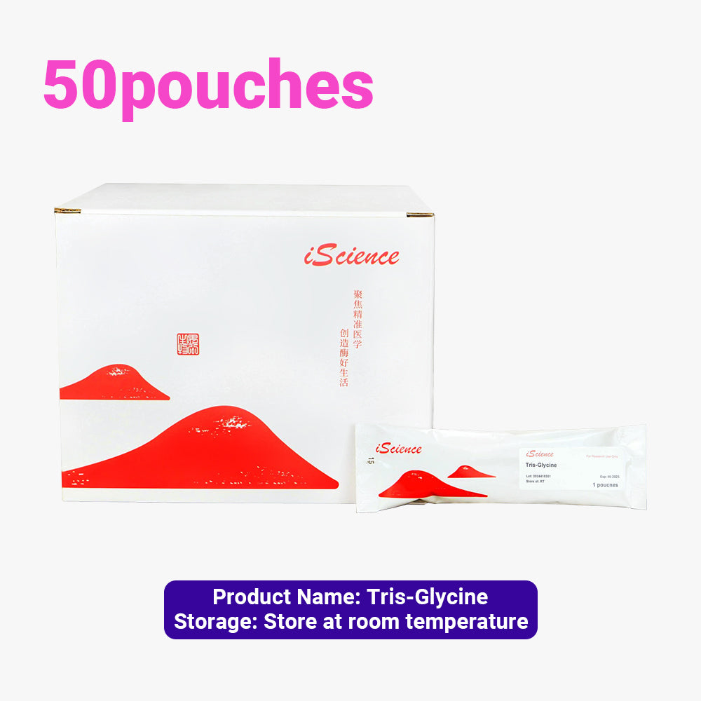 50 Packs of Tris-Glycine Buffer Solution Instant Granules, 1 L/pouch Concentration, Room Temperature Storage, Suitable for Ambient Shipping
