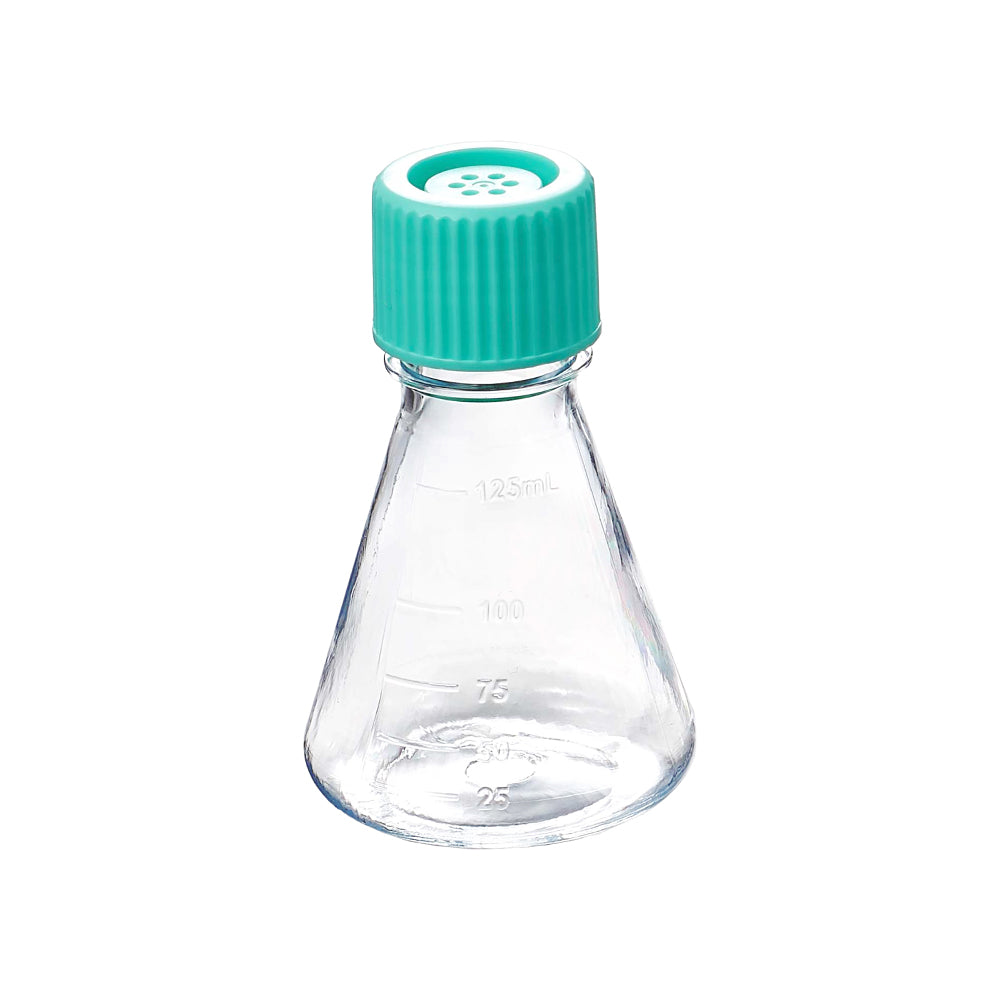 Erlenmeyer Flasks, 125 mL, PETG, Non-treated, Vent cap, Dnase/Rnase, Non-Pyrogenic, Sterile, 24piece(s)/case