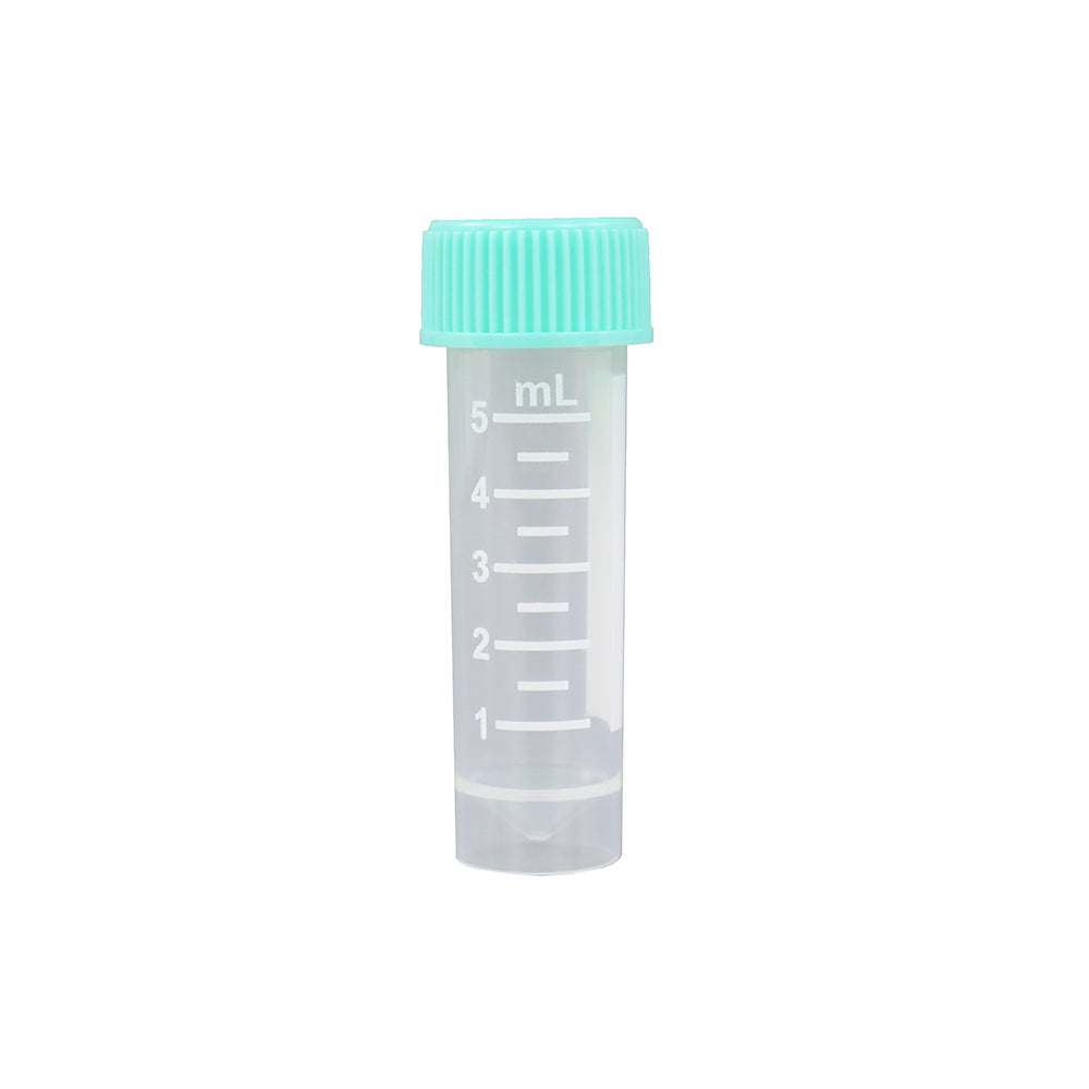 冷凍小瓶，5.0 mL，獨立式，帶淺綠色瓶蓋，帶墊圈，已滅菌，無 DNA/RNase，無熱原，500 件/箱