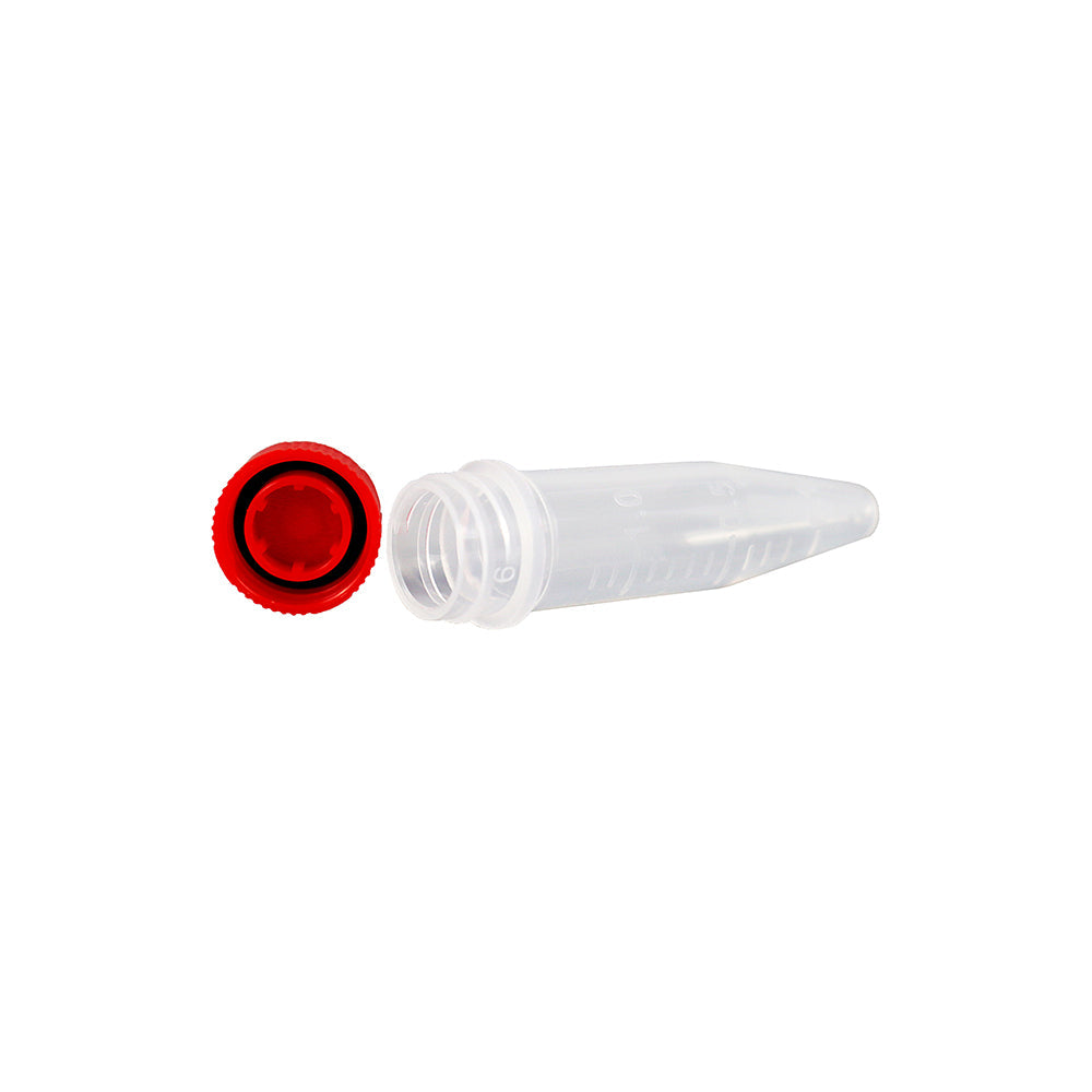 Freezing Vials, 0.5 mL, Conical, Red, Flat cap, bag packing way, non-Sterile, DNAse&RNAse free, Non-Pyrogenic, 5000piece(s)/case