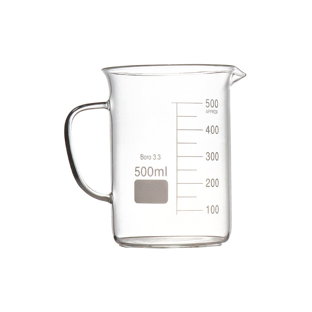 Beaker, Low Form, Graduated with Spout & Handle, Borosilicate 3.3 Glass, 1000mL, 105mm OD×145mm H, 24 pcs/case