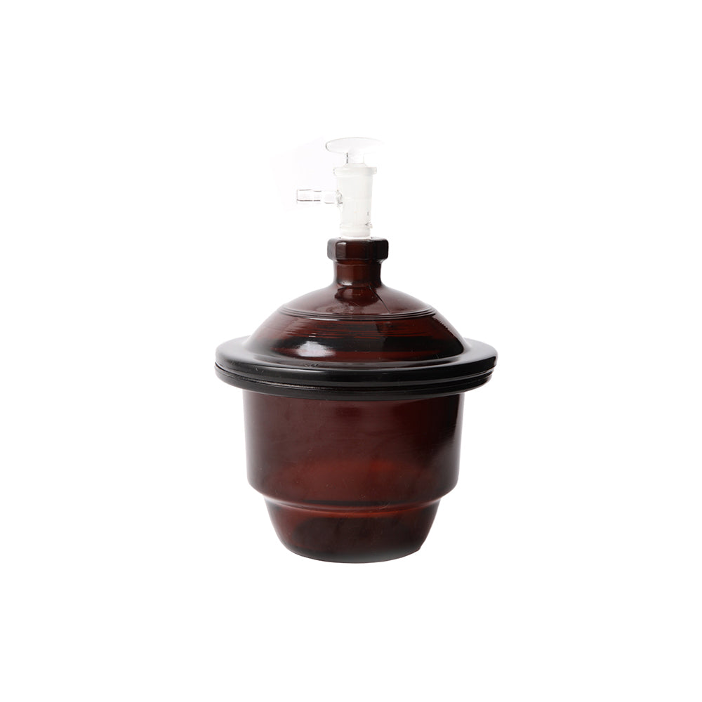 Vacuum Desiccator, Amber Glass, with Stopcock and Porcelain Plate, ID 400mm, Top OD 467mm, Cover H 165mm, H 465mm, 1 pc/case