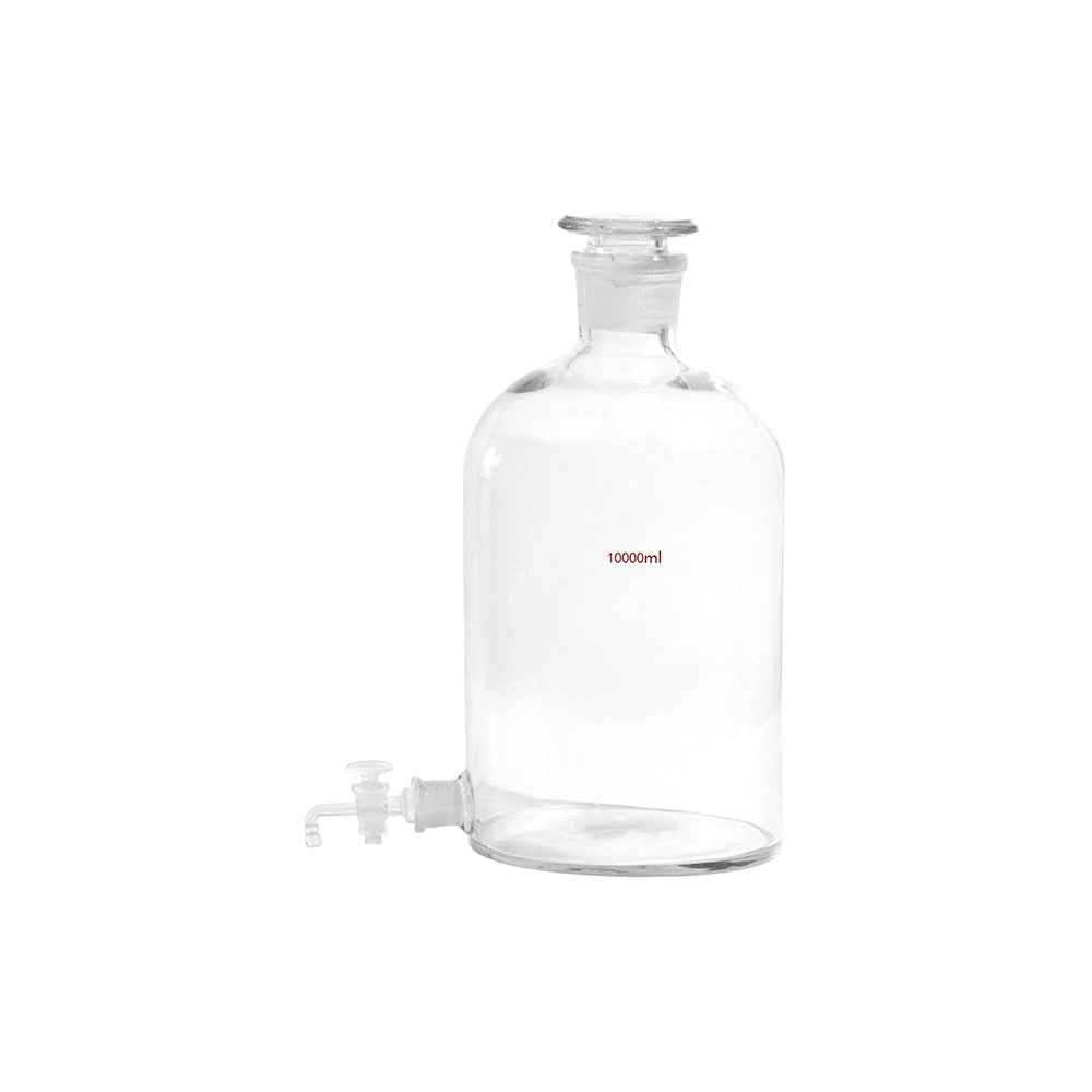 Aspirator Bottle, with Ground Stopper and Stopcock, 10000mL, Neck ID 60mm, OD 226mm, Lower Mouth OD 35mm, H 430mm, 2 pcs/case