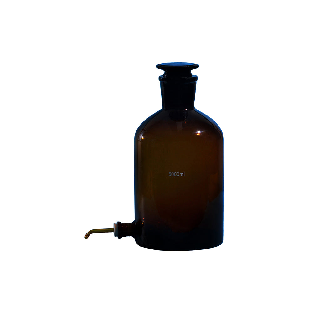 Aspirator Bottle, Amber Glass, with Side Arm, 10000mL, Neck ID 60mm, OD 226mm, Lower Mouth OD 35mm, H 430mm, 2 pcs/case