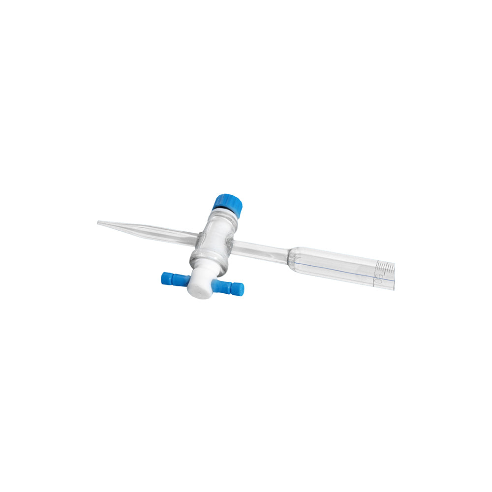 Burette, Schellbach Type, Blue Line, PTFE Stopcock, Class A, 100mL, 0.2mL Grad, Tol ±0.10mL, H 860mm, 60 pcs/case