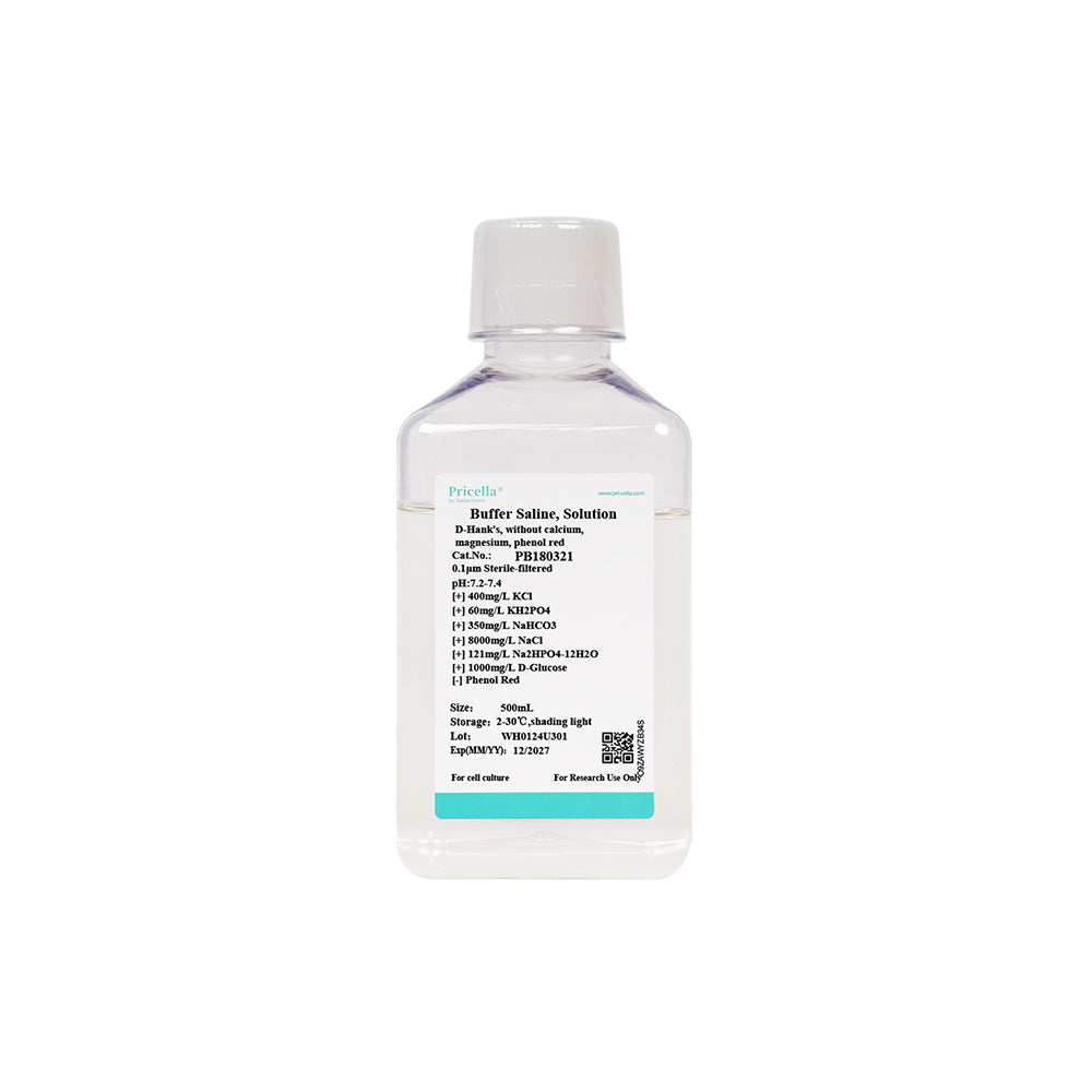 D-Hank's Balanced Salt Solution (D-HBSS), without calcium, magnesium, phenol red, 500mL