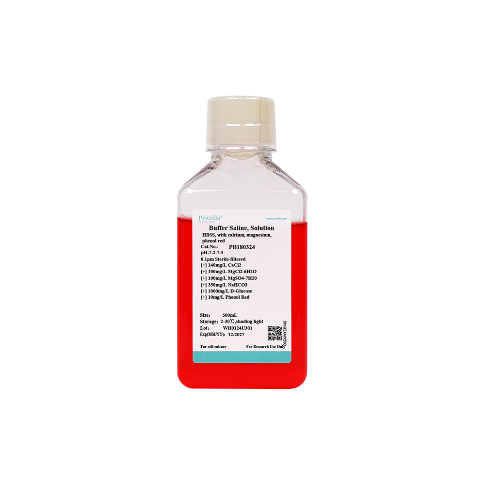 Hank's Balanced Salt Solution (HBSS), with calcium, magnesium, phenol red, 500mL