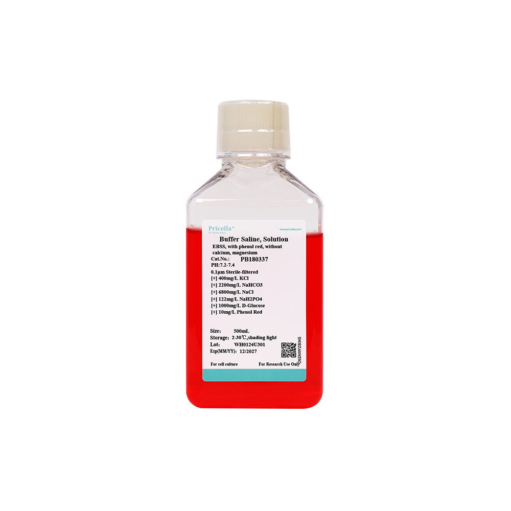 Earle's 平衡鹽溶液 (EBSS)，含酚紅，不含鈣、鎂，500mL