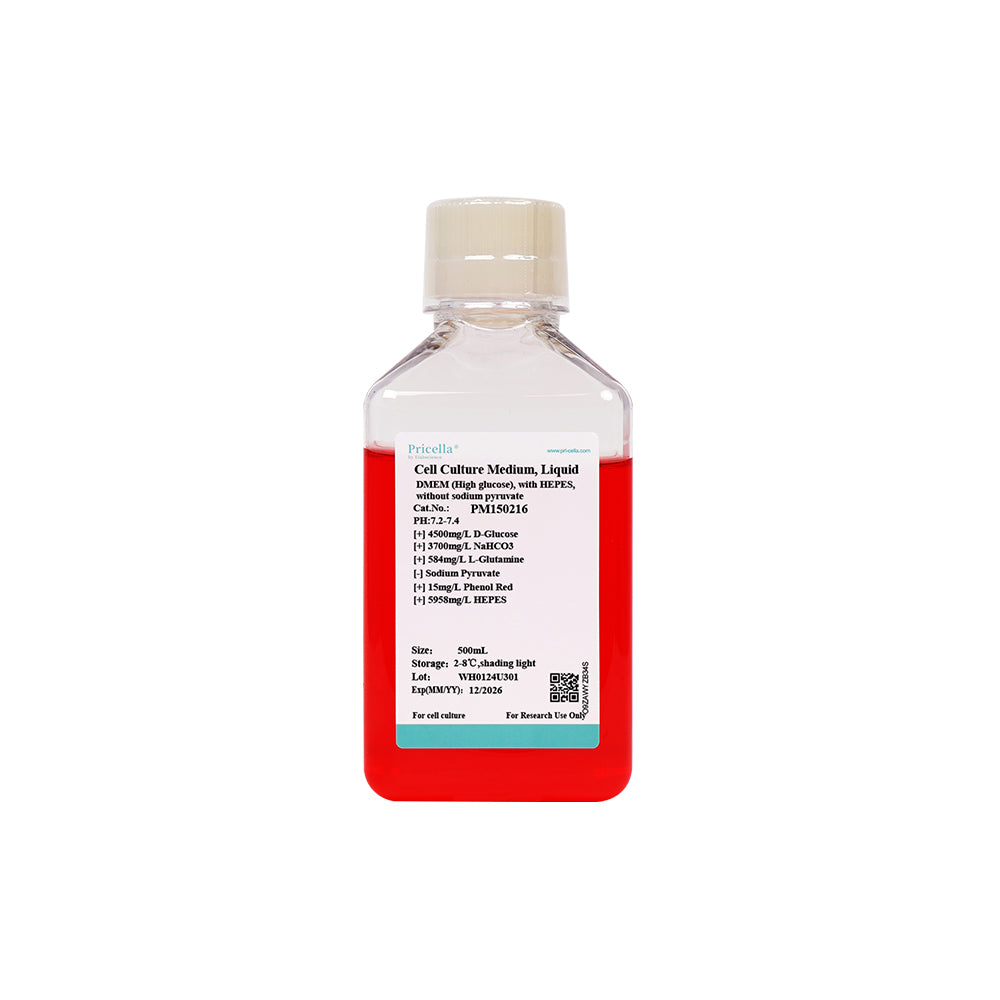 DMEM (High glucose), with HEPES, without sodium pyruvate, 500mL