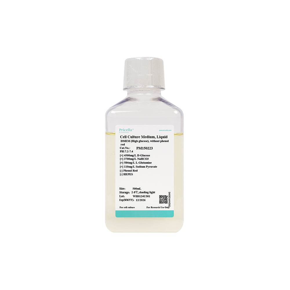 DMEM (High glucose), without phenol red, 500mL