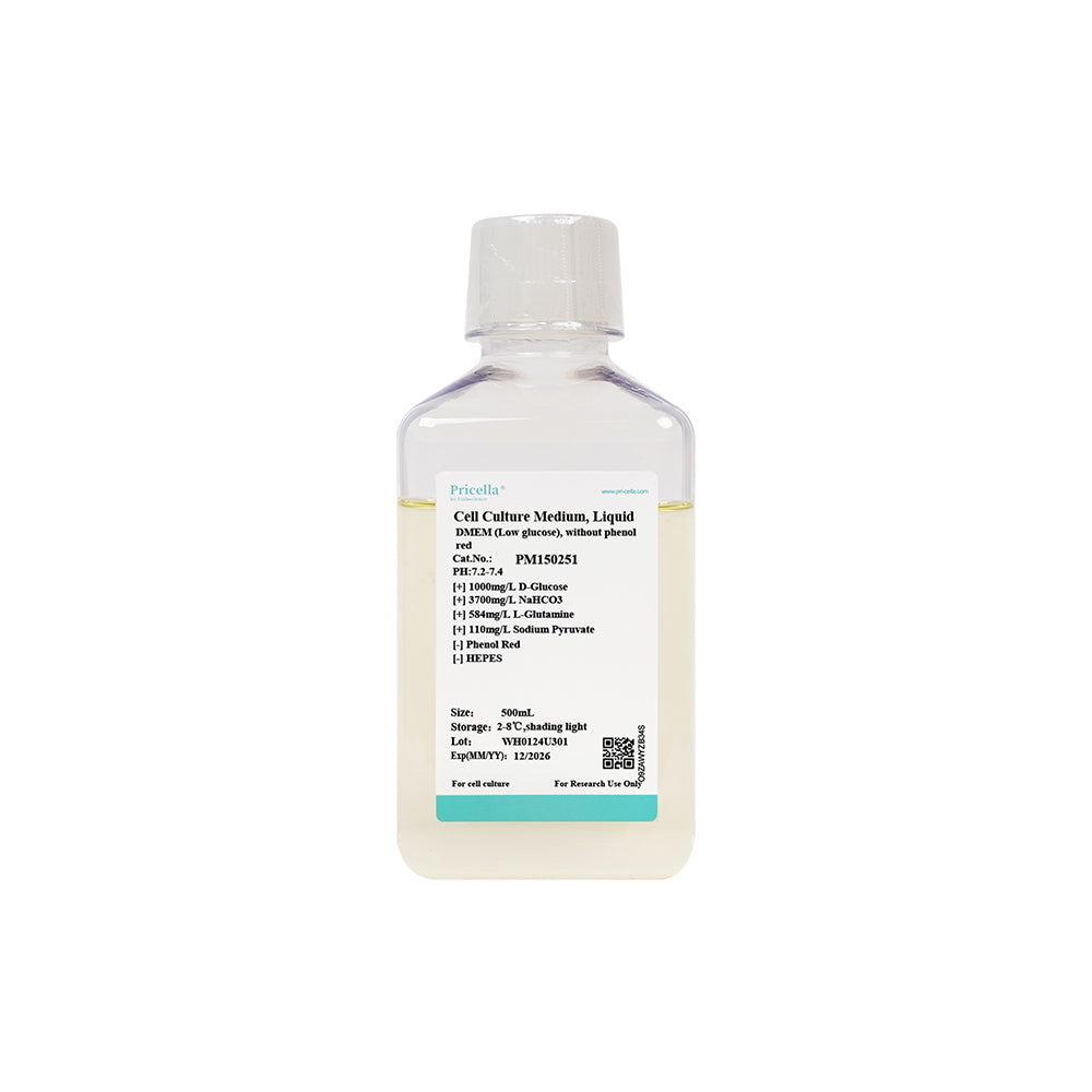 DMEM (Low glucose), without phenol red, 500mL