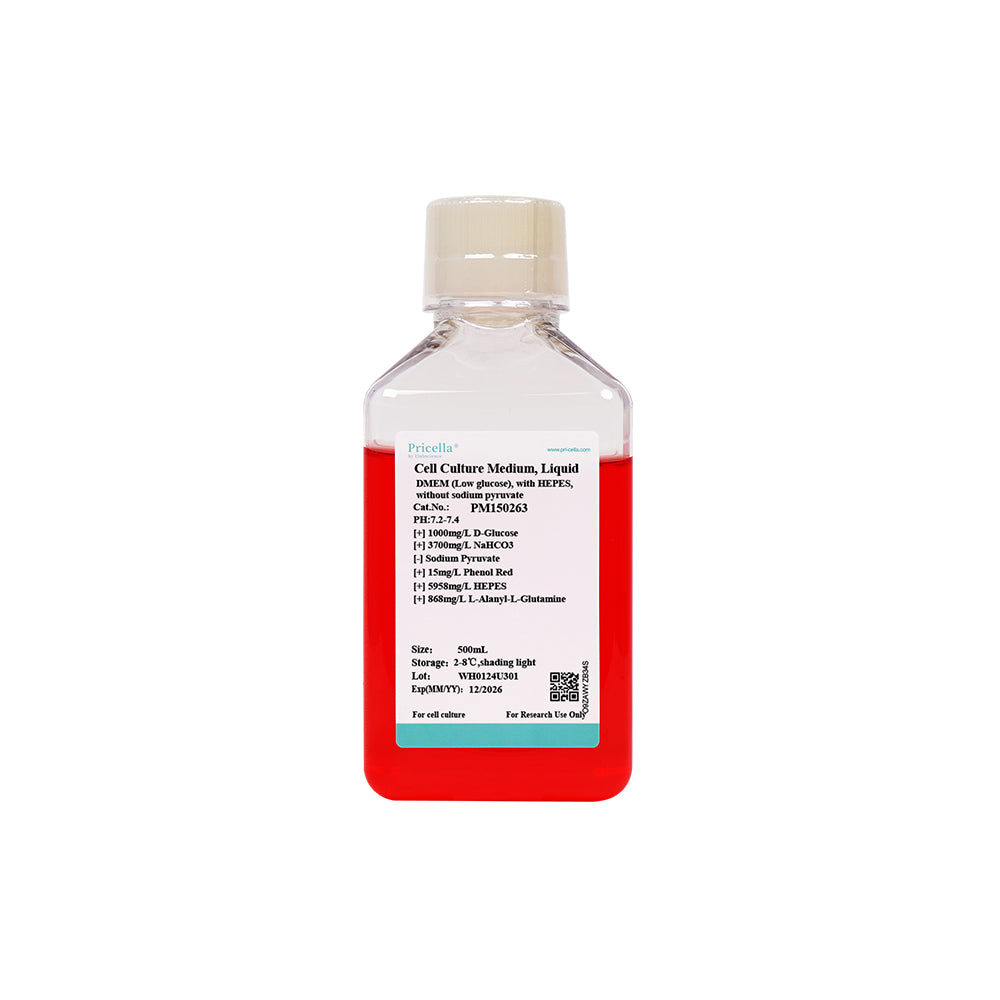 DMEM (Low glucose), with L-alanyl-L-glutamine, HEPES, without sodium pyruvate, 500mL