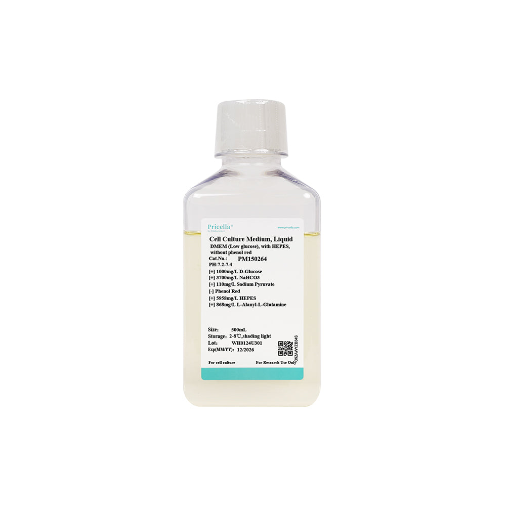 DMEM (Low glucose), with L-alanyl-L-glutamine, HEPES, without phenol red, 500mL