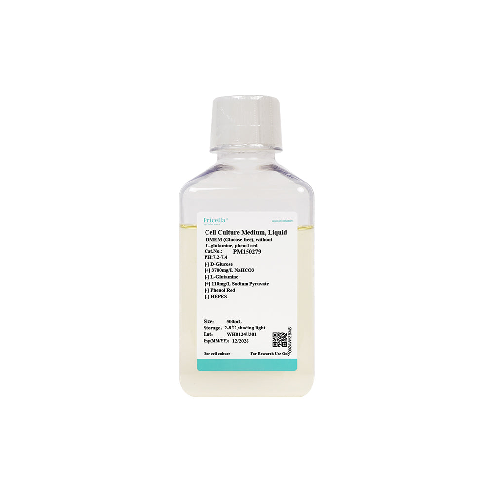 DMEM (Glucose free), without L-glutamine, phenol red, 500mL