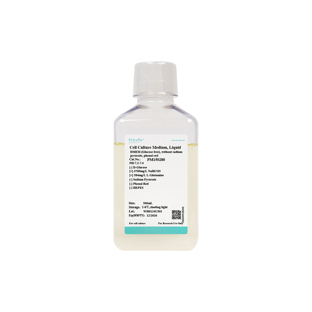 DMEM (Glucose free), without sodium pyruvate, phenol red, 500mL