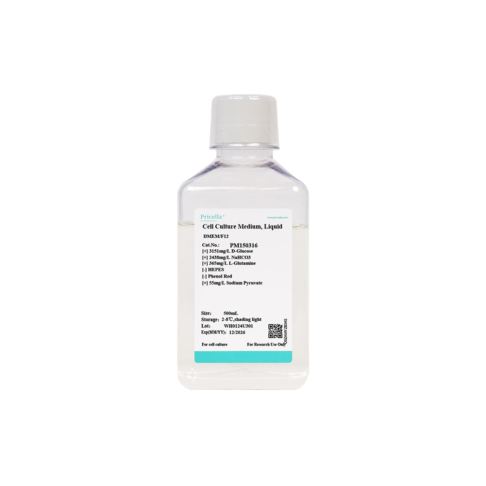 DMEM/F12, without phenol red, 500mL