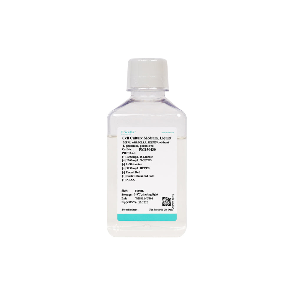 MEM, with NEAA, HEPES, without L-glutamine, phenol red, 500mL