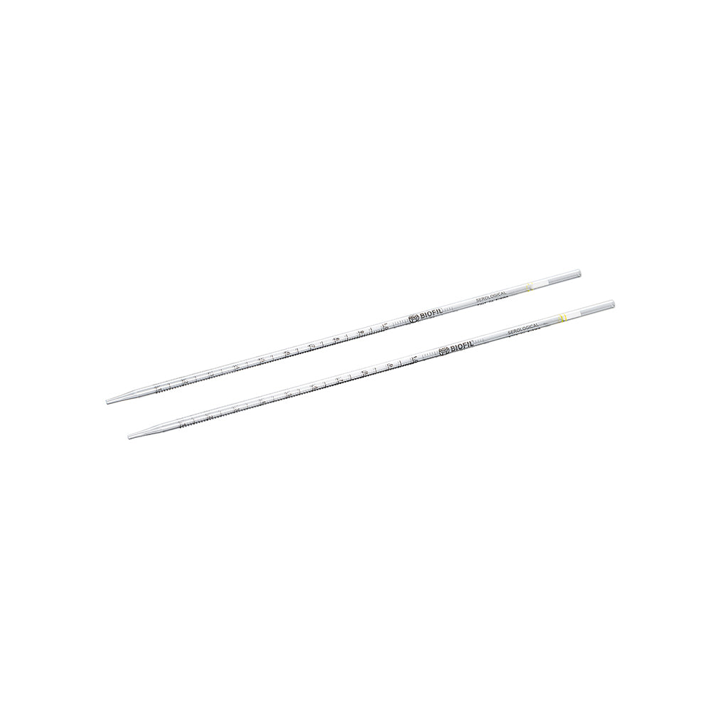Sterile Single-Use Serological Pipets, 1.0 mL with 1/100 mL Graduations, Yellow Color Code, Individually Vacuum-packed in Bag (Paper/Plastic with internal sleeves)