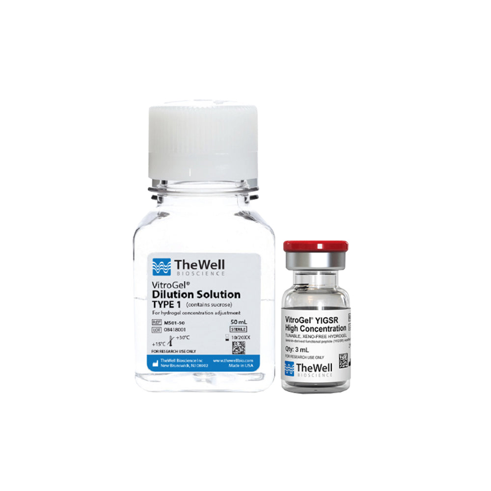 VitroGel® YIGSR High Concentration Tunable Xeno-Free Hydrogel Kit with Sucrose-Containing Dilution Solution for Optimal Osmolarity, 3 mL