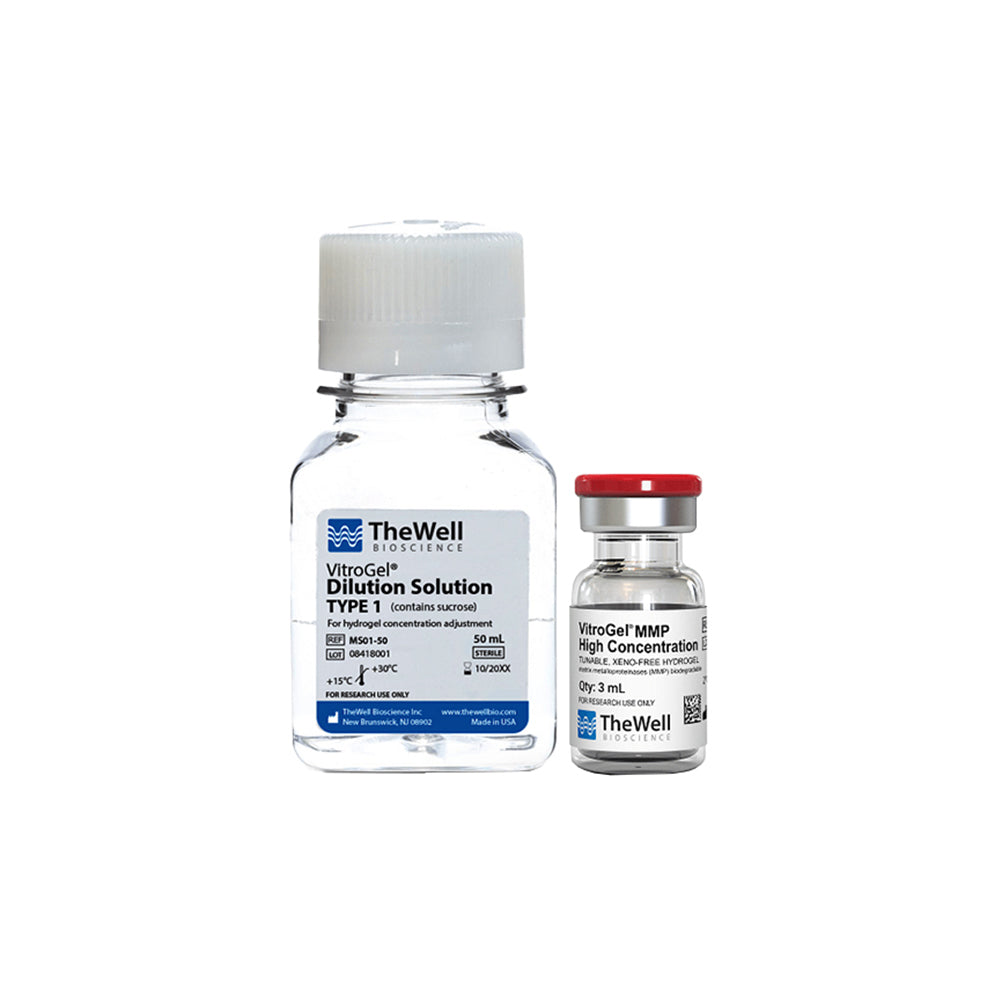 VitroGel® MMP High Concentration Tunable Xeno-Free Hydrogel Kit with Sucrose-Containing Dilution Solution for Optimal Osmolarity, 3 mL